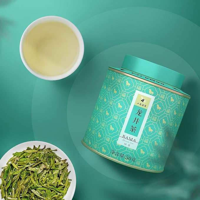 BAMATEA Longjing Green Tea Loose Leaf - Premium Chinese Dragonwell Tea 50g (1.76oz) Fresh &amp Smooth Flavor