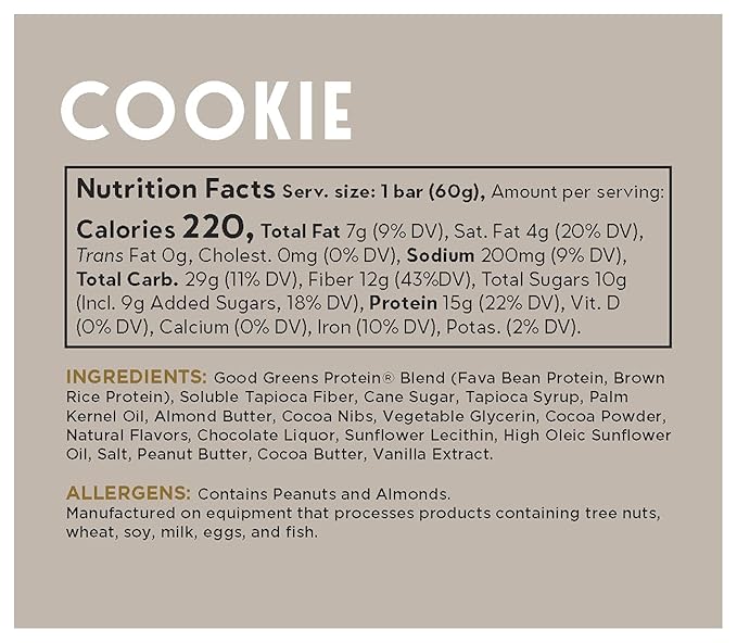 good! Snacks Cookie Dough Vegan Protein Bar Soy &amp Gluten Free Plant Based Low Sugar 15g Clean Protein Natural Healthy Superfood Snack Kosher Friendly For Athletes &amp Active Lifestyles 1