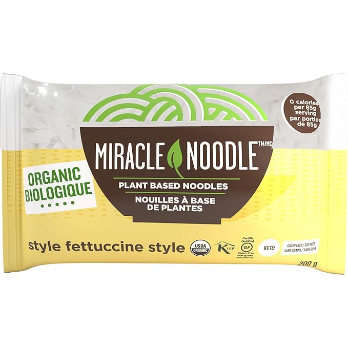 Miracle Noodle Organic Fettuccine Konjac Shirataki Noodles - Plant Based Keto Vegan Gluten Free Low in Carbs &amp Calories Non-GMO Paleo - 7 Oz 6-Pack