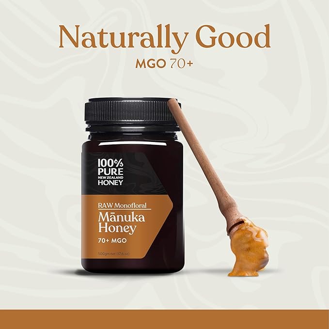 100% Pure New Zealand Manuka Honey MGO 70+ and UMF 10+ Bundle 2 x 17.6 Oz