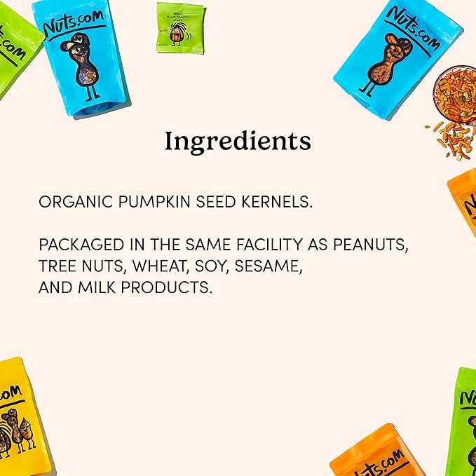 Nuts.com – Organic Pumpkin Seeds – 2 Lb Bag No Shell Pumpkin Seeds Organic Healthy Snack for Adults &amp Kids Rich in Protein Fiber Calcium &amp Potassium – Keto Friendly Vegan Gluten-Free &a