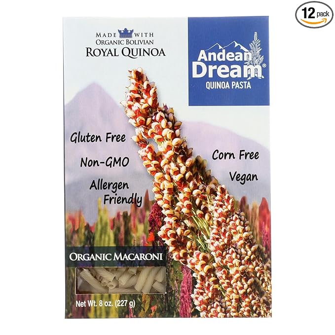 Andean Dream Org MacAroni Quinoa Pasta Gluten Freef ( 12x8 OZ)