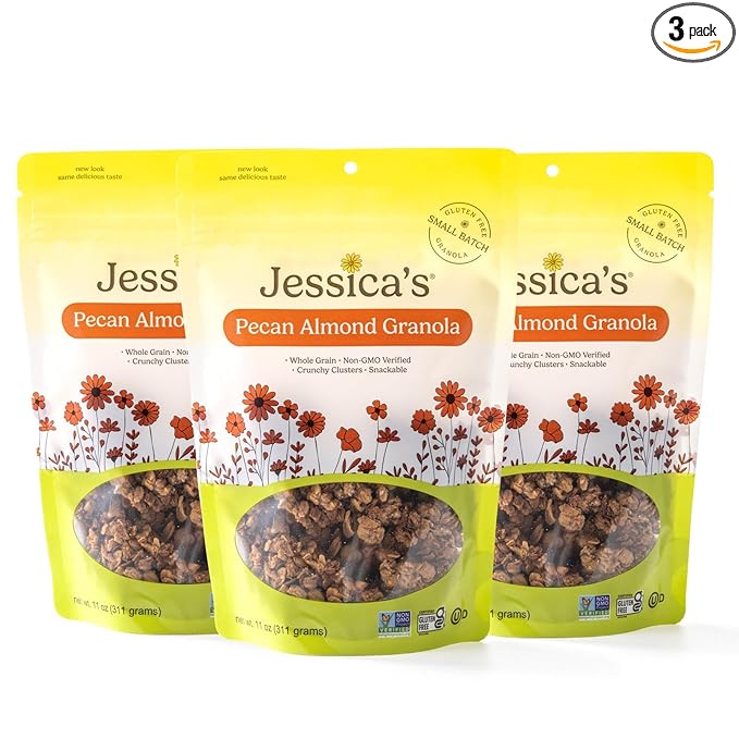Jessica’s Pecan Almond Granola - Handmade Non-GMO Gluten-Free Whole Grain 11oz (3 Pack)