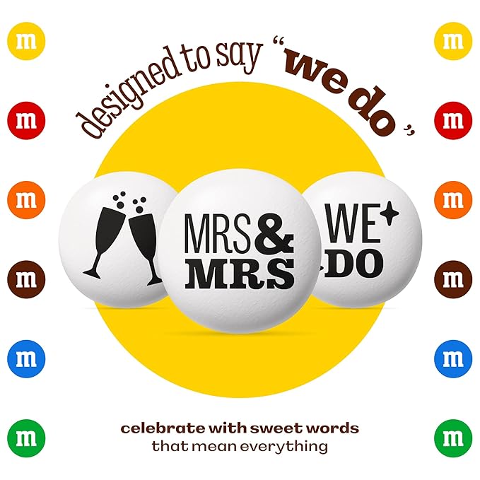 M&ampM’S WORLD “Mrs. and Mrs.” Milk Chocolate Candy 5 lbs Bulk Candy for Wedding Decorations Unique Favors or Cake Topper
