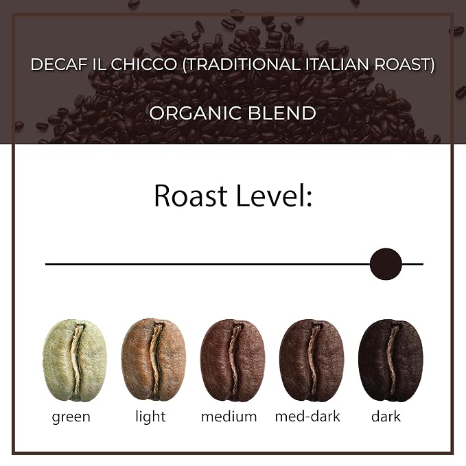 The Bean Organic Coffee Company Water Processed DECAF IL Chicco (Traditional Italian Roast) Dark Roast Whole Bean Coffee 5-Pound Bag