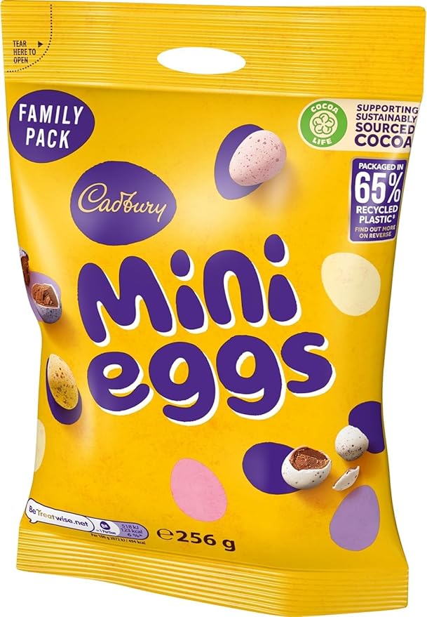 Cadbury Mini Eggs Family Pack Bag Crunchy Shells with Smooth Milk Chocolate Centres Gift for Easter &amp Easter Egg Hunts 256 g (Pack of 1)