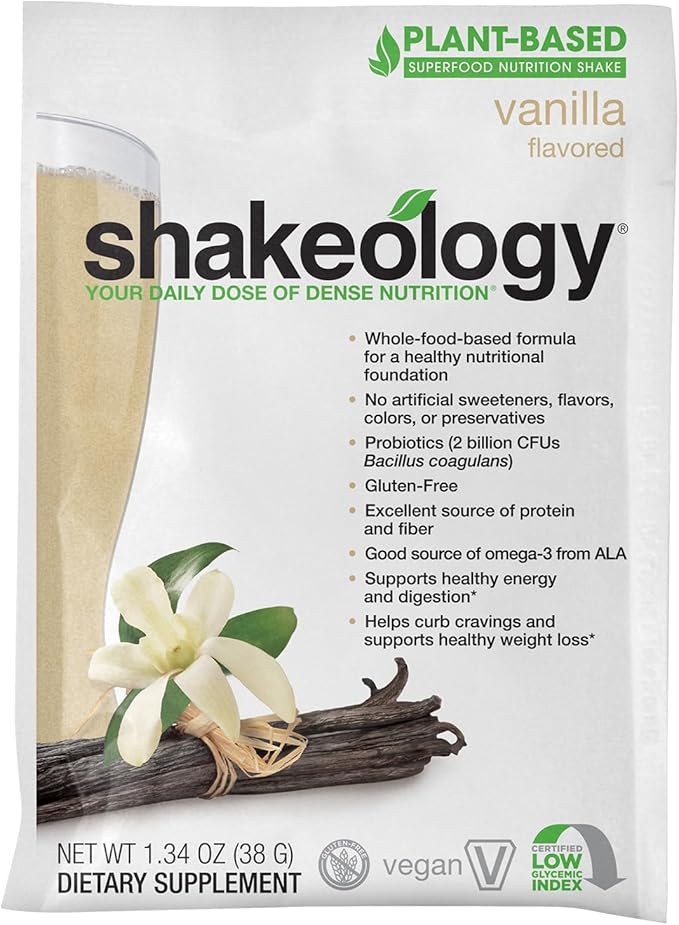 BODi Shakeology Plant-Based Vegan Protein Powder – Gluten-Free Superfood Shake with Vitamins &amp Minerals – Helps Support Healthy Weight Loss &amp Gut Health Vanilla 14 Individual Packets