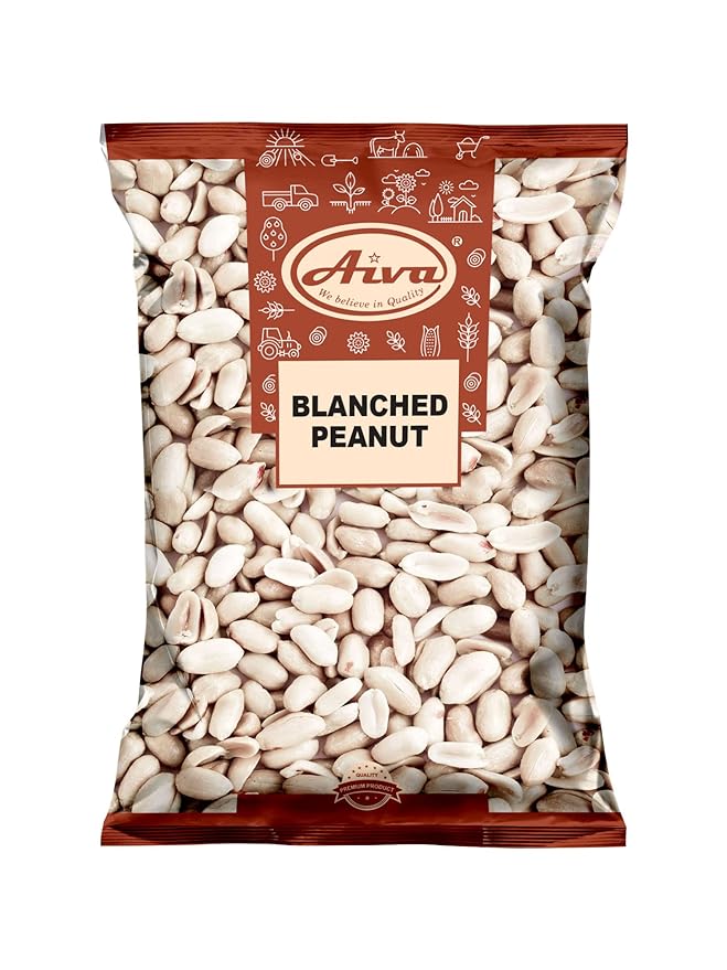 Aiva Blanched Peanuts Skinless Blanched Raw Uncooked Gourmet Quality Nut USA Grown 5 LB