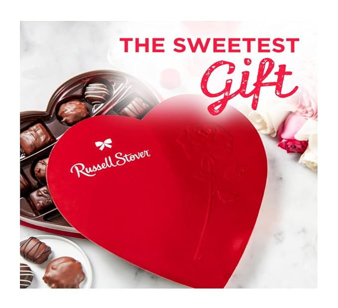 Russell Stover Valentine's Day Red Foil Heart - Pack of 2 - Assorted Milk and Dark Chocolate - 17 Pieces Per Box - Great For Sharing with Friends and Family