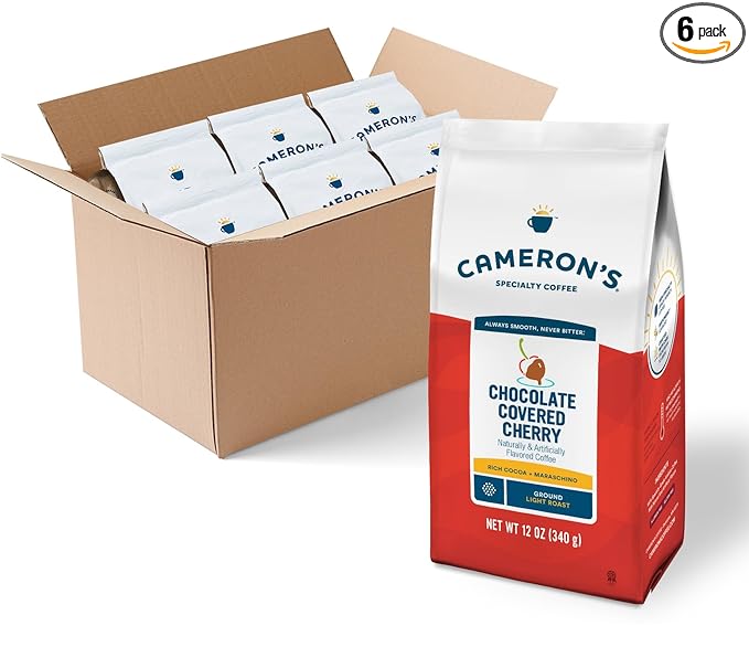Cameron's Coffee Roasted Ground Coffee Bag Flavored Chocolate Covered Cherry 12 Ounce Pack of 6 - NEW