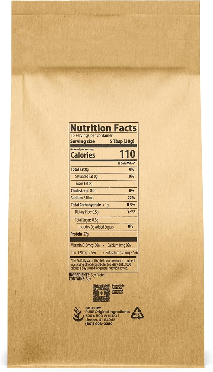 PURE ORIGINAL INGREDIENTS Brown Rice Protein Powder and Soy Protein Isolate Bundle 1 lb Each Vegan No Fillers Vegan