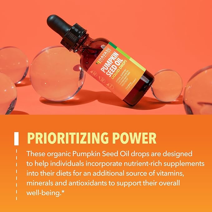 Pumpkin Seed Oil - USDA Organic - Cold Pressed for Hair Prostate and Hormone Support - 2 Month Supply - Liquid Drops for Men and Women - Vegan Non-GMO and Gluten Free - Unflavored 1 Fl Oz