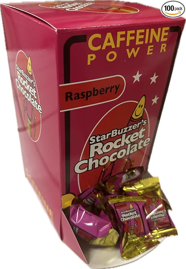 Rocket Chocolate Milk Chocolate Raspberry Flavored Caffeinated Chocolate Truffles 100 count Mini