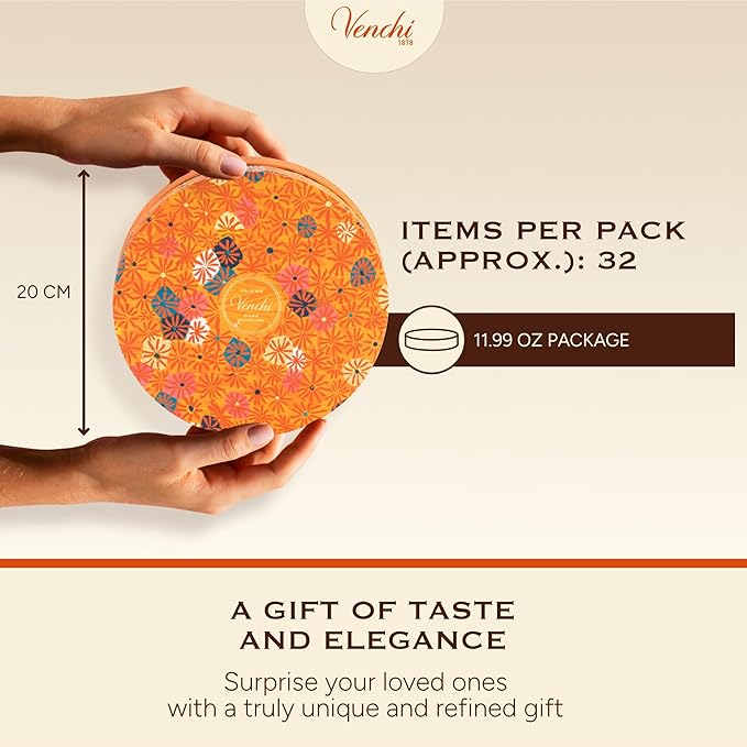 Venchi - Murrine Collection - Medium Orange Hamper with Assorted Chocolates Gift Idea for Birthday and Anniversary 14.1 oz