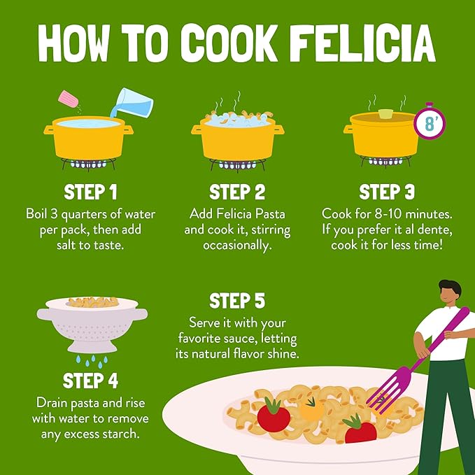 Felicia Gluten Free Pasta Brown Rice Elbows 10G Protein per Serving Organic Whole Grain Noodles Made With 100% Brown Rice Designed in Italy Plant Based Non GMO 12 Oz 6 Boxes
