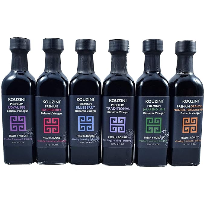 Kouzini Ultra Premium Balsamic Vinegar 60ml 6 pack Aged Balsamic Vinegars from Modena Italy Premium Smooth &amp Full-Bodied Flavor Great for Salads Marinades Dressing Travel Size Glass Bottle