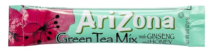 AriZona Green Tea with Ginseng Sugar Free Iced Tea Stix Low Calorie Single Serving Drink Powder Packets 10 Count (Pack of 12)
