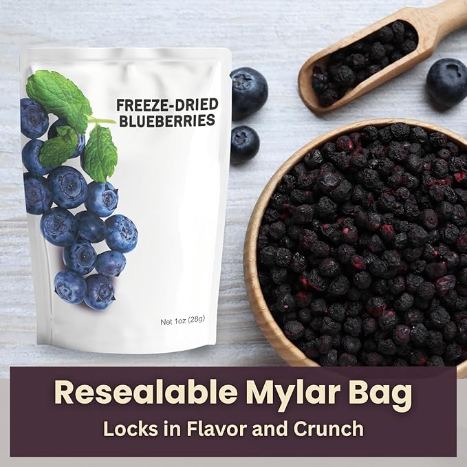 Wise Harvest Freeze-Dried Blueberries – Five 1oz Packs | Single Ingredient Snack | Real Fruit No Sugar Added Just Crunch | Healthy Vegan Gluten-Free Snack for Kids &amp Adults
