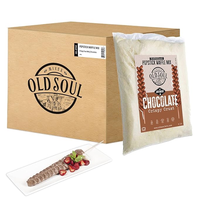 OldSoul Waffle Mix for Waffles on a Stick | Stick Waffles Dough Mix | Soy &amp Nut free | 30 lbs | 672 Stick Waffles (Chocolate)