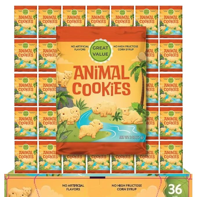 Classic Animal Crackers 36 Individual Snack Packs (2 oz) - Lightly Sweet Cookies bags A Bulk Pantry Staple for Kids Lunch Boxes Parties Daycare &amp Toddler Snacks