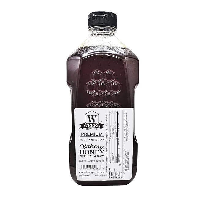 Weeks Honey Farm Premium Bakery Honey | 100% Pure American | Naturally Raw &amp Unfiltered | Sustainably Sourced 80 oz (5lb)