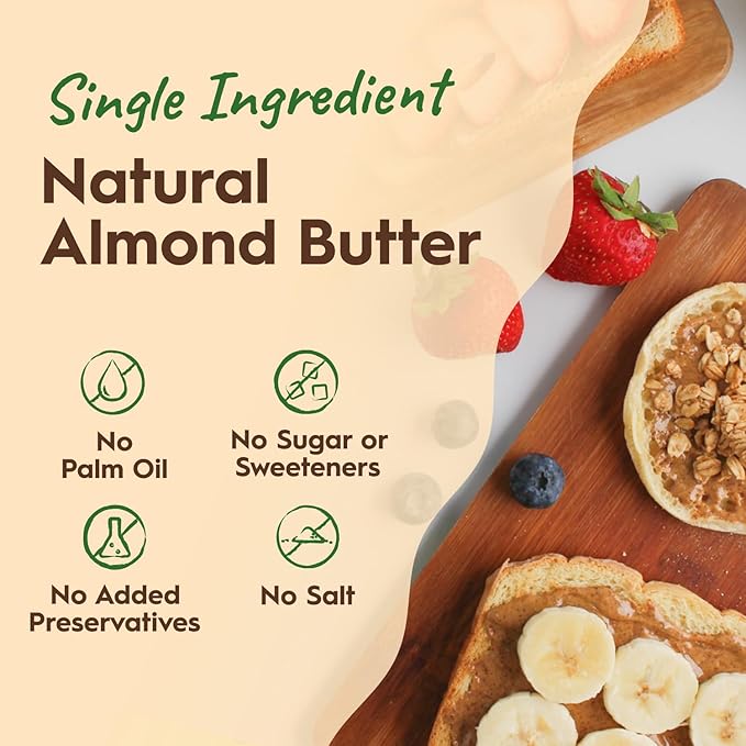 Once Again Creamy Natural Almond Butter No Sugar Lightly Toasted - 9 Pound Bucket (Same as 9 Jars) of Single Ingredient Nut Butter No Palm Oil No Salt - Non-GMO Gluten Free Vegan