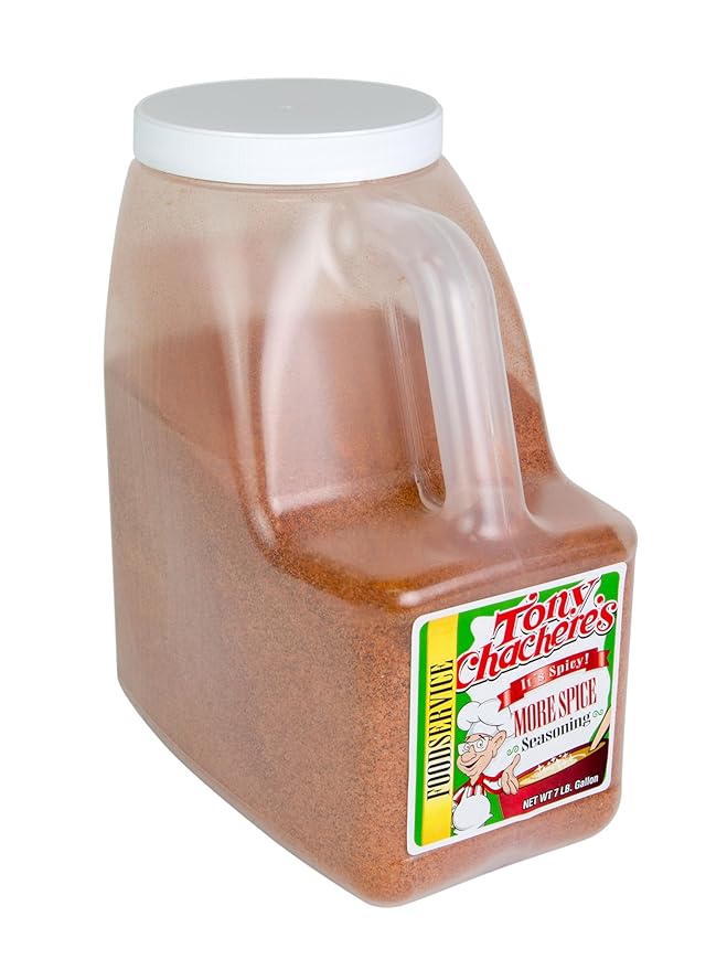 Tony Chachere’s Creole Seasoning Food Service Jugs – Original 8 lb More Spice 7 lb or Bold 7 lb – Authentic Louisiana Flavor for Professional Kitchens &amp Catering (1 Pack More Spice)