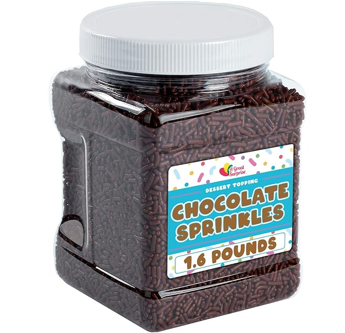 Chocolate Sprinkles - 1.6 Pounds - Brown Jimmies - Chocolate Football Sprinkles for Ice Cream Cake Decorating Cookies Cupcakes Brownies