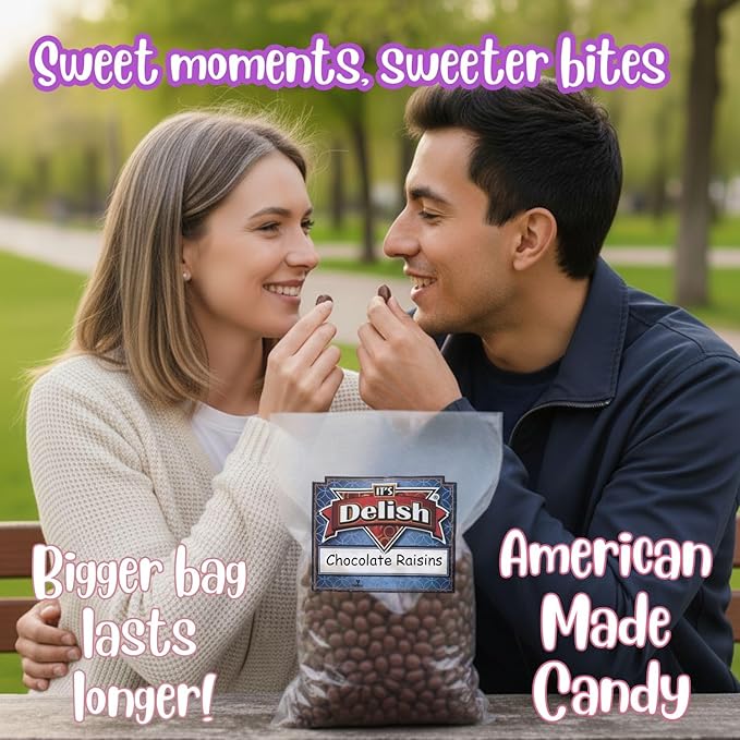 Gourmet Chocolate Covered Raisins by Its Delish 5 Lbs Bulk Bag | Dark Chocolate with Raisins Healthy Snacking | Dried Raisin Chocolate Candy Snacks | USA Made Vegan Kosher Parve