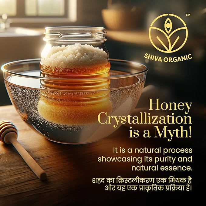 Shiva Organic's Multi Flora Honey - NPOP Organic Certified NMR Tested Natural Honey No Added Sugar Flavorful - 8.81 Ounces (250g)