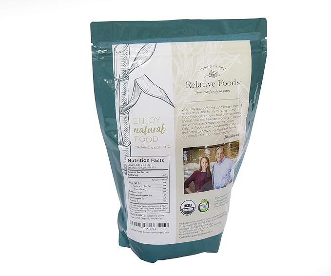 Organic Brown Sugar Bulk Resealable bag (3lb) - raw Light Brown sugar for Baking Kitchen sweetener Glazes &amp More - Made with Organic Molasses for a Sweet and Flavorful Taste