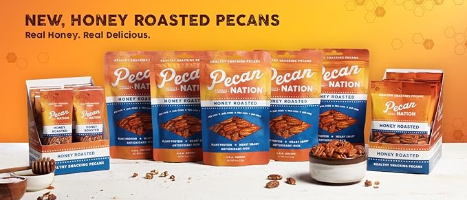 Pecan Nation Honey Roasted Georgia Pecans 32 oz. Natural No Preservatives Anti-oxidant Rich Non-GMO Irresistible Healthy Snacking Pecans for Adults and Kids