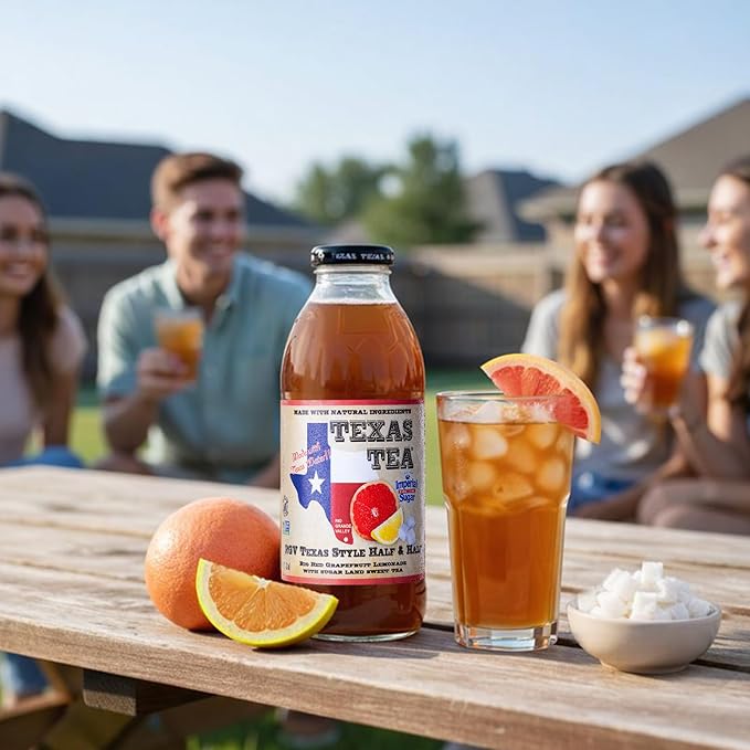 Texas Tea Rio Red Grapefruit Lemonade with Sugar Land Sweet Tea Real Brewed Black Tea &amp Grapefruit Lemonade Flavor Non GMO No Preservatives Refreshing Texas Brewed Tea 16 fl oz Pack of 12