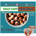 Double Donut Coffee Half Caff Hazelnut Flavored Coffee Pods Medium Roast Coffee Compatible with Keurig K Cups Brewers 72 ct