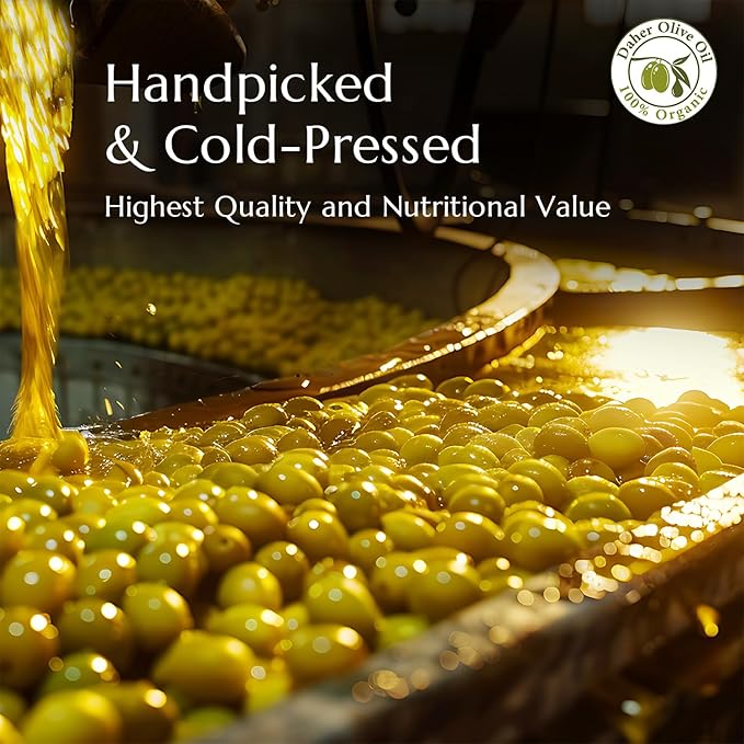 Daher Olive Oil - 33.8 FL OZ - Premium Organic Extra Virgin - Cold Pressed - Southern Lebanon Region - Low acidity rich in polyphenols for gourmet cuisine