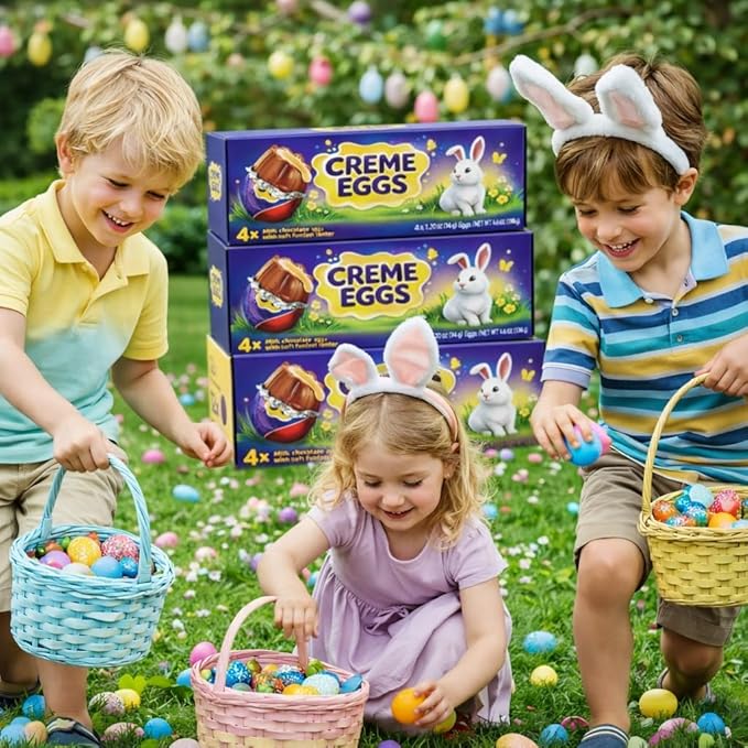 Easter Creme Eggs Milk Chocolate Candy 12 Individually Wrapped - Easter Hunt Basket Stuffer Filler Party Favor Gift 3 Box Packs (Each 4 Eggs)