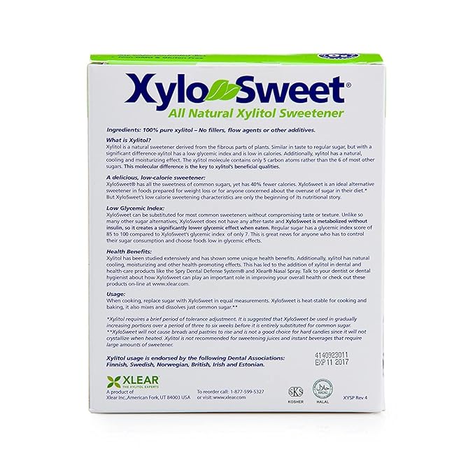 Xlear XyloSweet Plant Sourced Xylitol Sweetener - Pure Natural Sugar Substitute Granules Non-GMO Gluten-Free 100 Packets (Pack of 3)