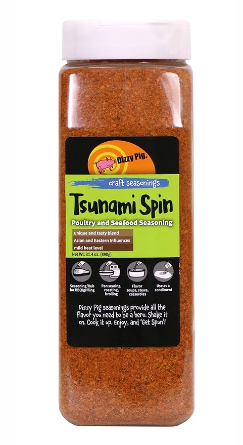 Dizzy Pig Tsunami Spin Asian Fusion Seasoning Rub (Quart Shaker) - Seasons Around 120lbs of Food - Hand Made in the USA - MSG Free Gluten Free