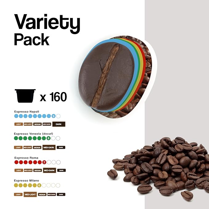 Dongiò Caffè Variety Pack - Capsules compatible with Lavazza Blue® machines – Napoli Roma Milano &amp Venezia (decaf) – Roasted and Blended in Italy