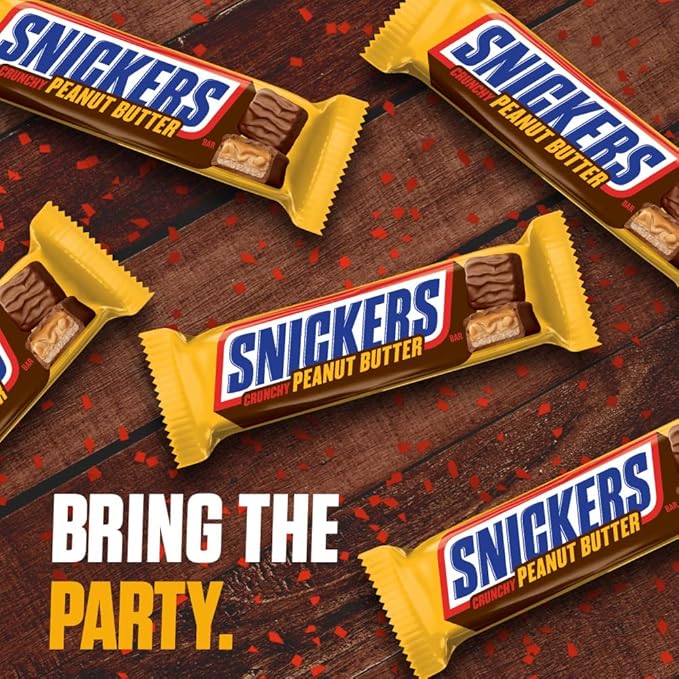 Snickers Peanut Butter Squared Singles Size Chocolate Candy Bars Individually Wrapped Chocolate for Snacks Parties Holidays Bulk 1.78-Ounce 18-Count Box