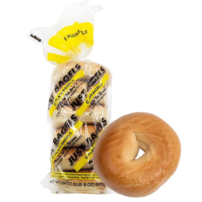 Just Bagels Plain Bagels - 8 Packs Of 6 Bagels Per Pack - 48 Total Non-GMO