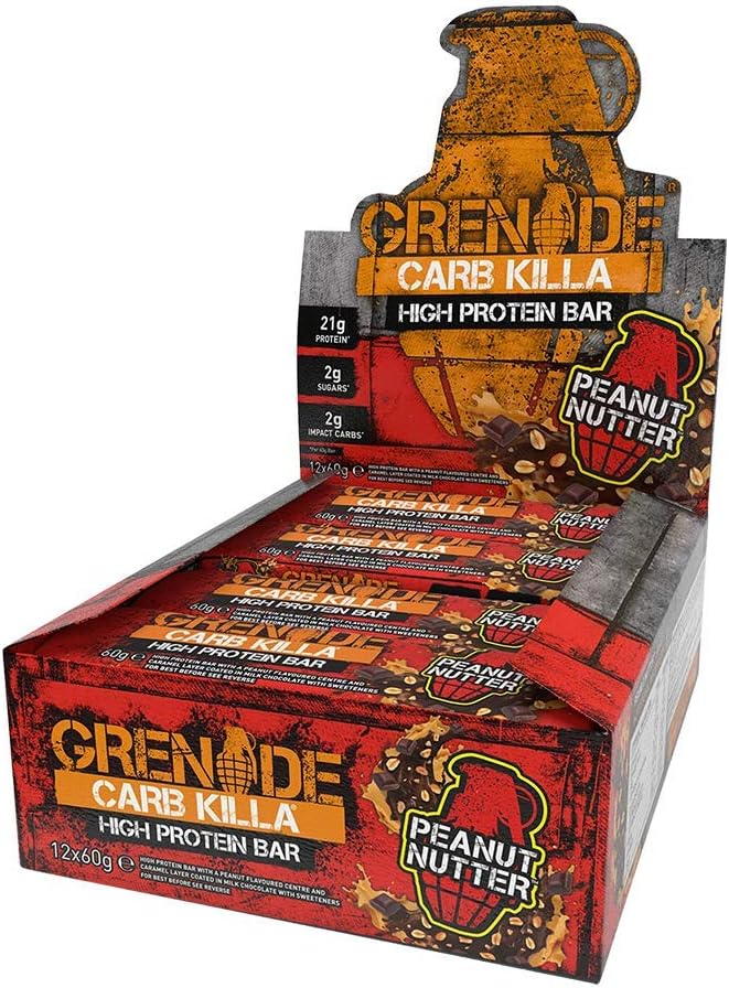 Grenade Carb Killa Protein Chocolate Bar | 21g High Protein Snack | High Protein Low Sugar | Peanut Butter Energy Bars | Peanut Nutter12 Count (Pack of 1)