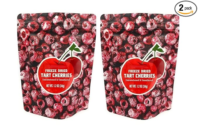 Freeze-Dried Tart Cherries Unsweetened &amp Unsulfured 1.2oz/34g – (Pack of 2)