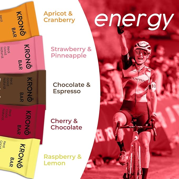 Krono Nutrition Energy Bar - Made with Natural Ingredients - Vegan - Gluten Free - Nuts Free - Soy Free - 50 gram per bars - 12 bars per box (12 count Strawberry &amp Pineapple)