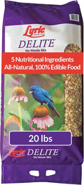 Lyric Delite Wild Bird Seed for Outside Feeders - No Waste Bird Food Shell-Free Nuts &amp Seeds Mix Attracts Buntings Chickadees &amp Finches 20 lb Bag