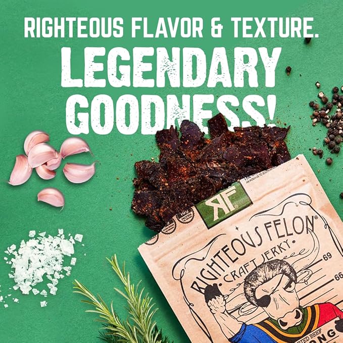 Righteous Felon Biltong Beef Jerky | South African Biltong Snack Packs for Adults | High Protein Keto-Friendly Low Sugar | Made with Premium Meats | Beef Jerky Gifts for Men | Nelson Mandilla 3 Pack