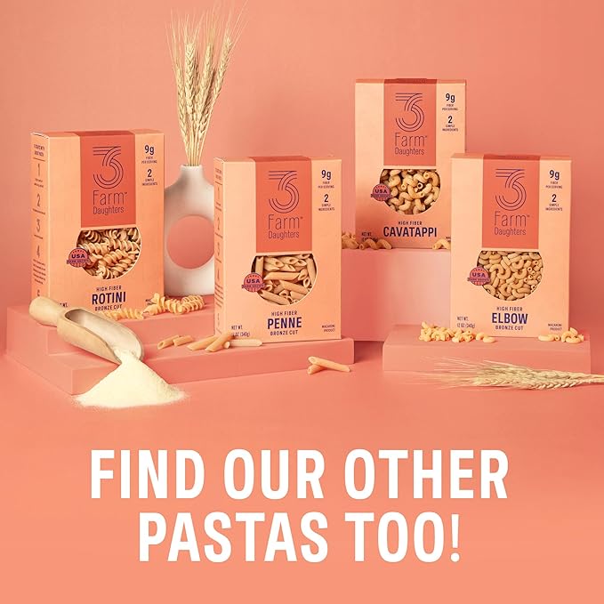 Three Farm Daughters X Molly Yeh High Fiber Orzo Pack Irresistible Low GI Non GMO Orzo Pasta Noodles Low Net Carb Made in the USA from Just 2 Simple Ingredients 12 oz. (4 Pack)