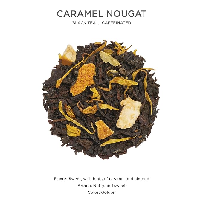 Tea Forte Caramel Nougat Premium Loose Leaf Caffeinated Black Tea Blend Canister Makes 35-50 Cups