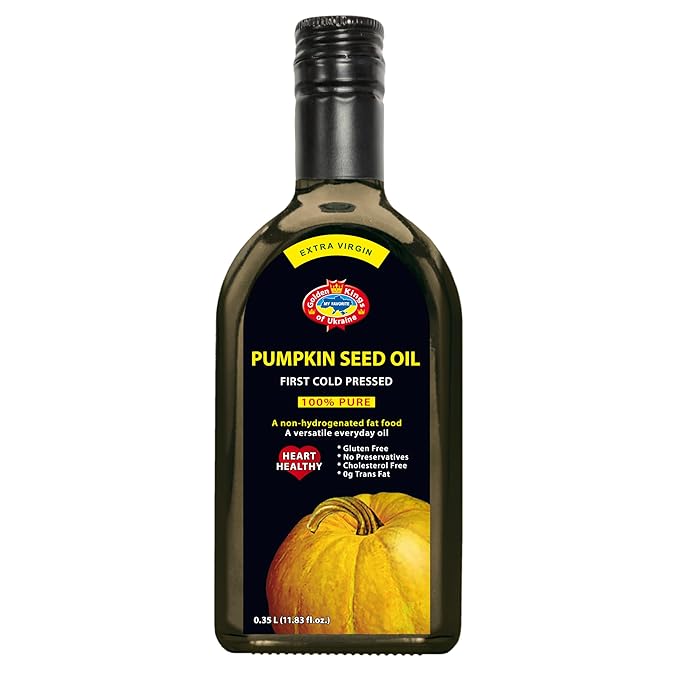 Pumpkin Seed Oil 11.83 OZ - Pure Extra Virgin Unrefined Cold Pressed Vegetable Oil for Cooking
