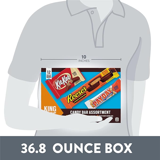 KIT KAT PAYDAY and REESE'S Assorted Flavored King Size Candy Variety Box 36.8 oz